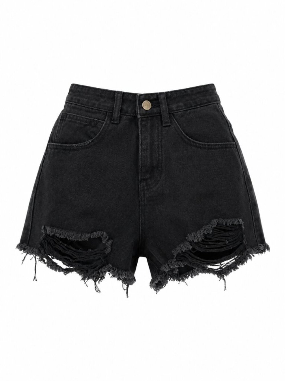 🦋 2/30 Princess Polly Black Distressed Denim Shorts Size 0 - Picture 1 of 4